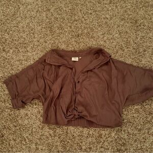 Brown/mauve cropped blouse